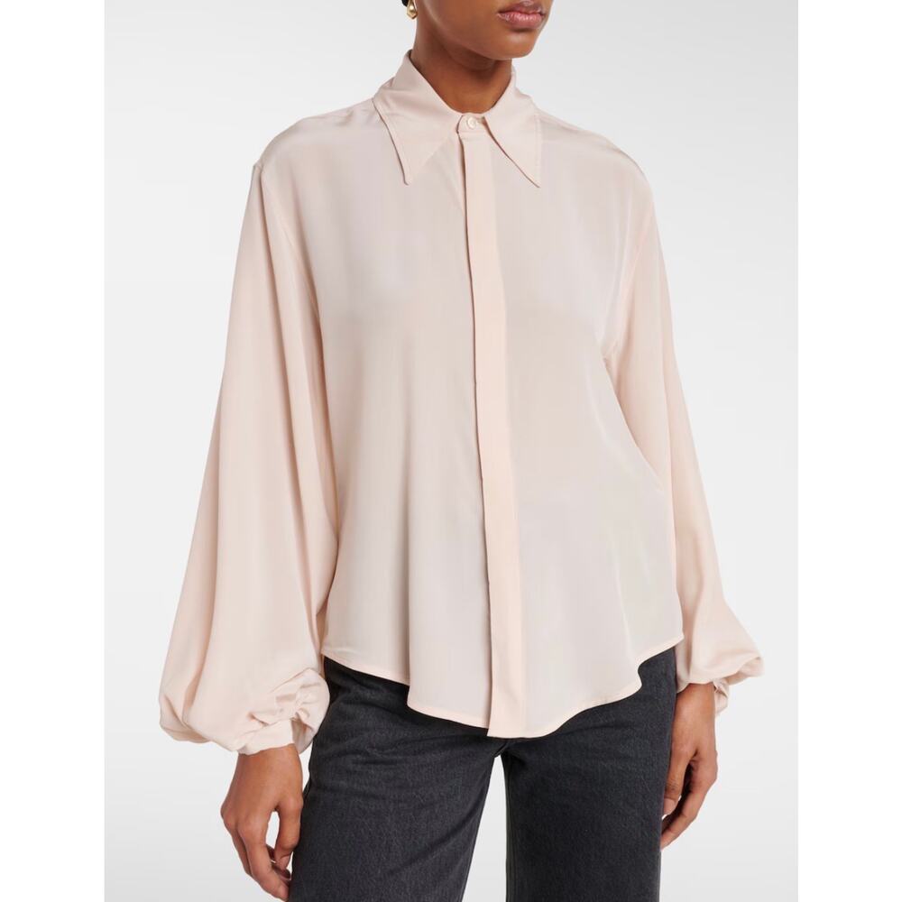 Victoria Beckham Blouson Sleeve Silk Blouse in Blush Apricot UK 4 US 0 - Picture 3 of 5